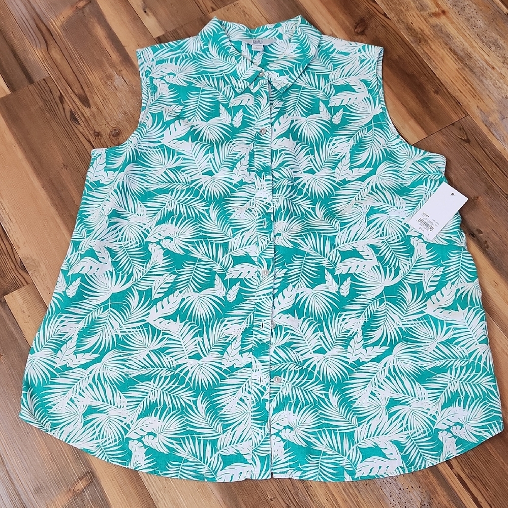 Croft & Barrow Green Leaf Print Shirt